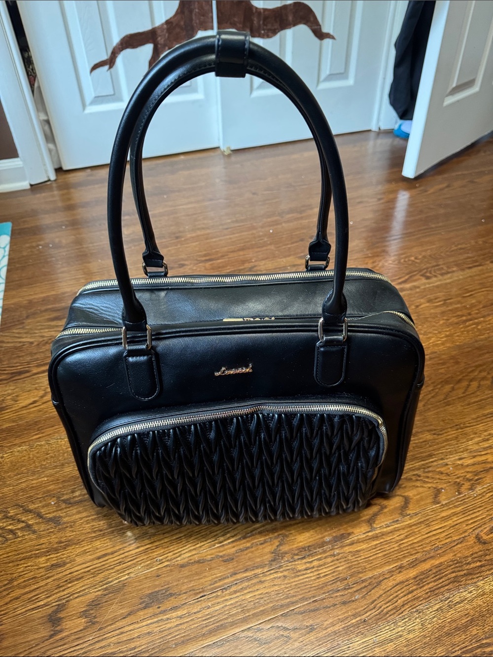 Lovevook Black Structured Satchel Workbag with insulated lunch compartment